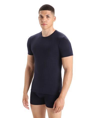 Midnight Navy Icebreaker Merino Anatomica Short Sleeve Crewe T-Shirt Men's Underwear | AU 1301GSOL